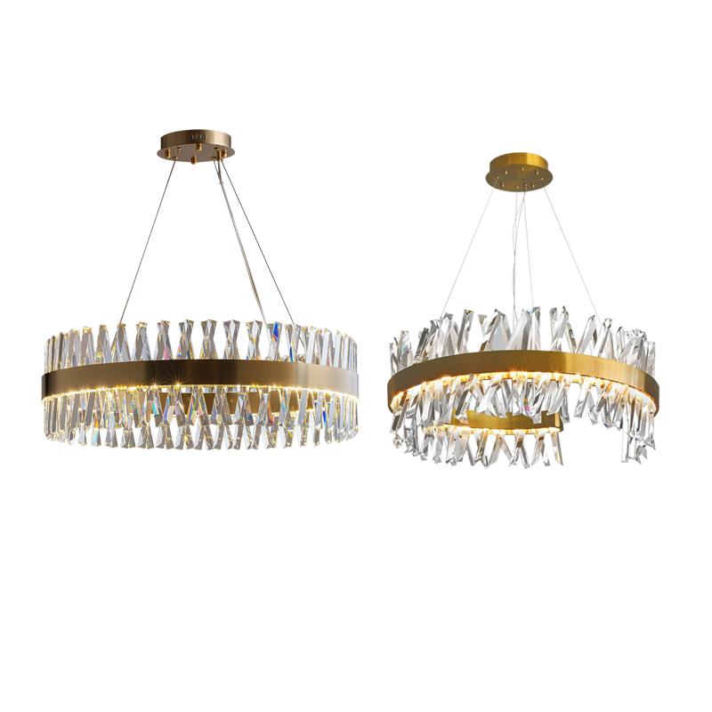 Lighting Decor Inc - Postmodern C Shape Crystal Chandelier Lights