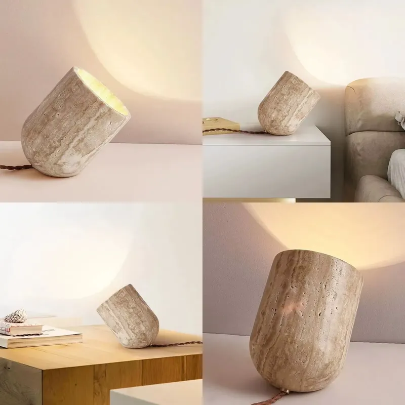 Decor Lighting Floor Lamps - Modern Bedroom Travertine Floor Lamp Natural