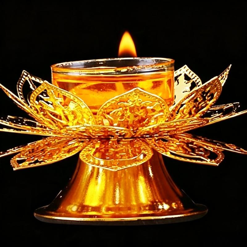 Lighting Design Decor - Tea Light Holder Gold Lotus Design