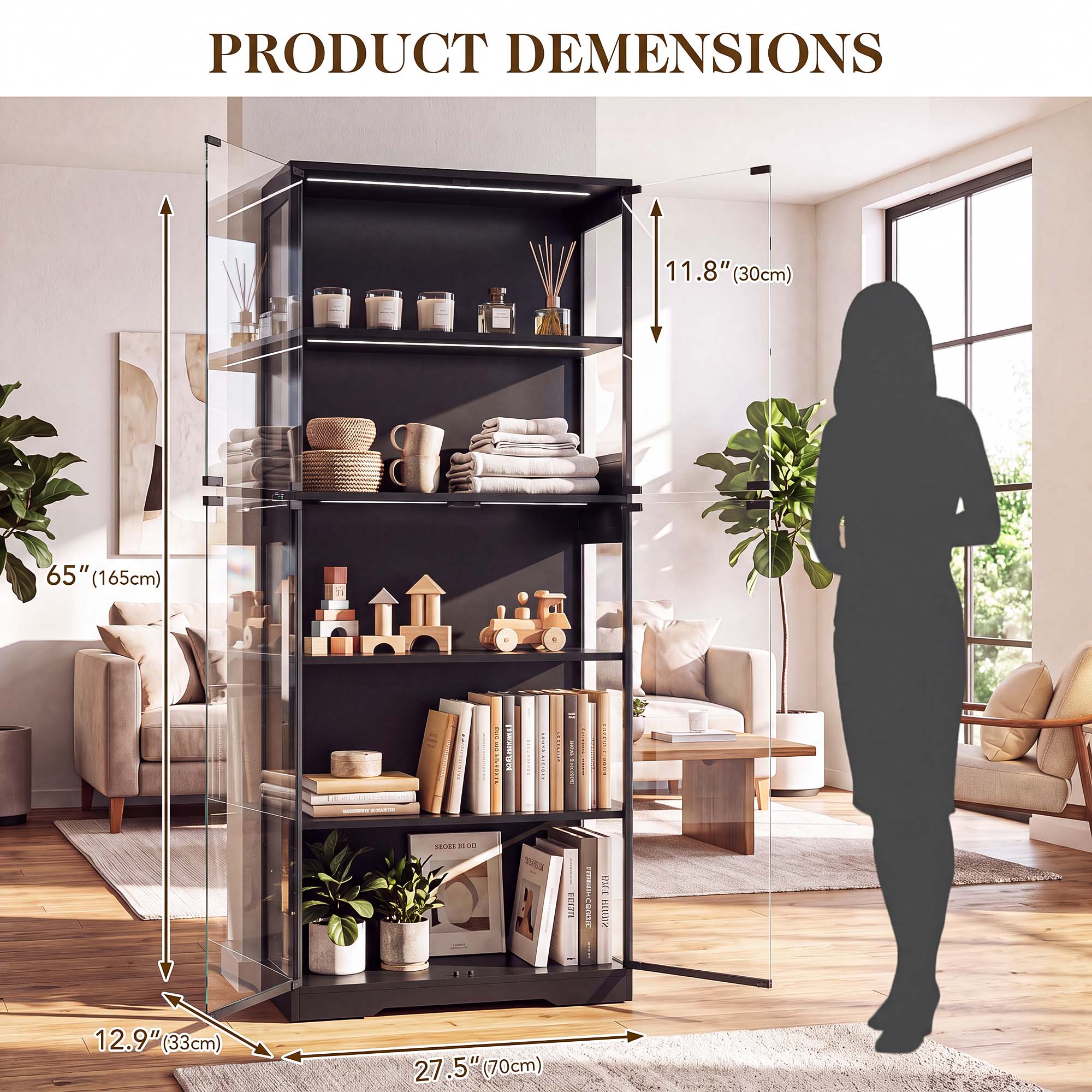 TCGBKAF 5‑Tier Display Cabinet - Lighting Design Decor ulasan dan harga