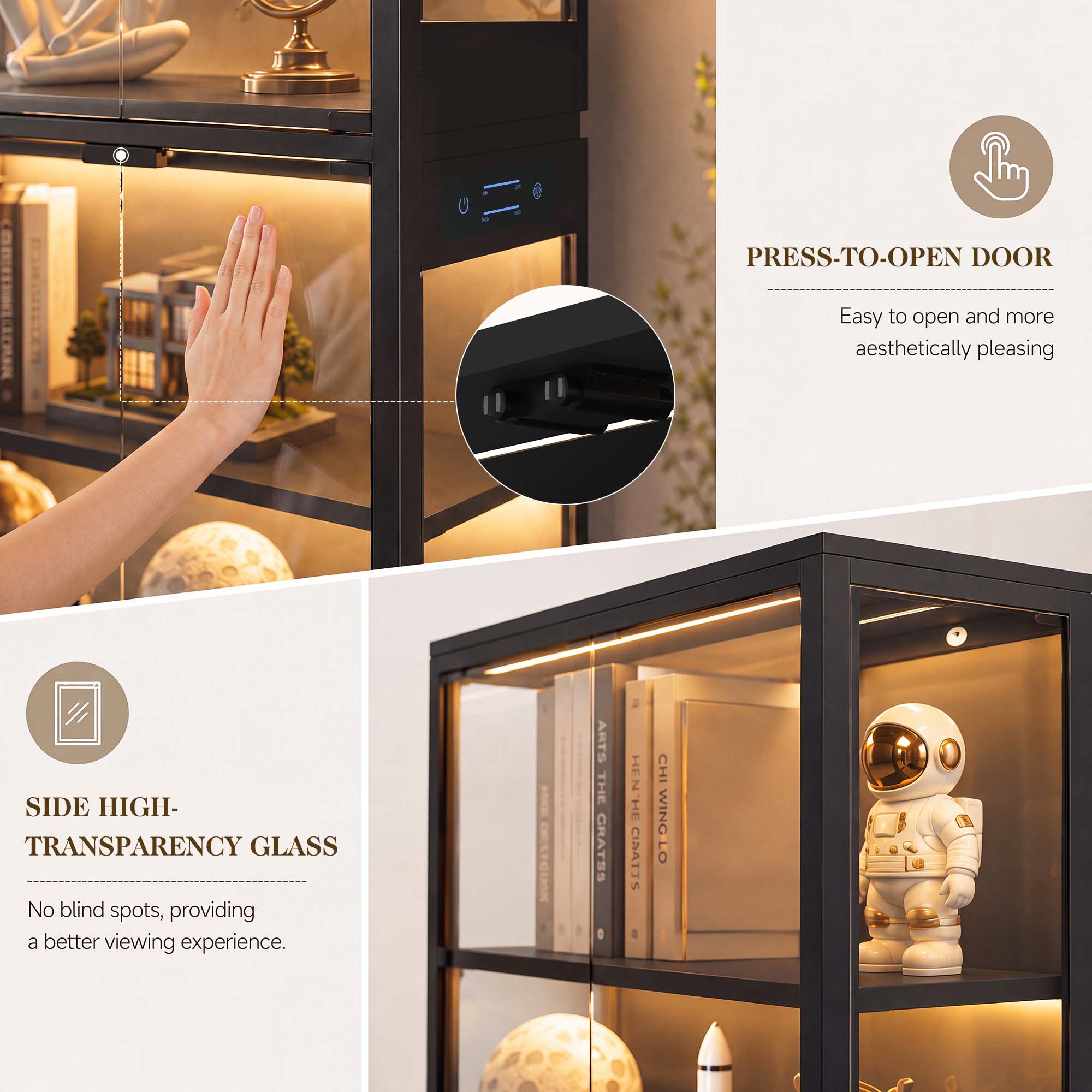 TCGBKAF 5‑Tier Display Cabinet - Lighting Design Decor ulasan dan harga