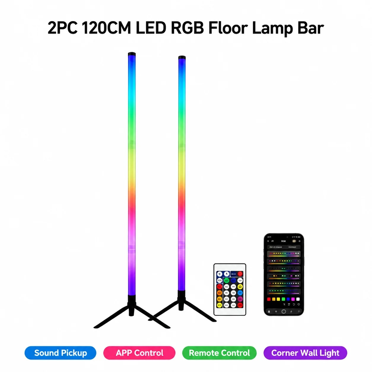 2 Pack RGB LED Corner Floor La - Ambient Lighting Decor For Room ulasan dan harga