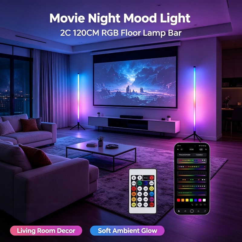 2 Pack RGB LED Corner Floor La - Ambient Lighting Decor For Room ulasan dan harga