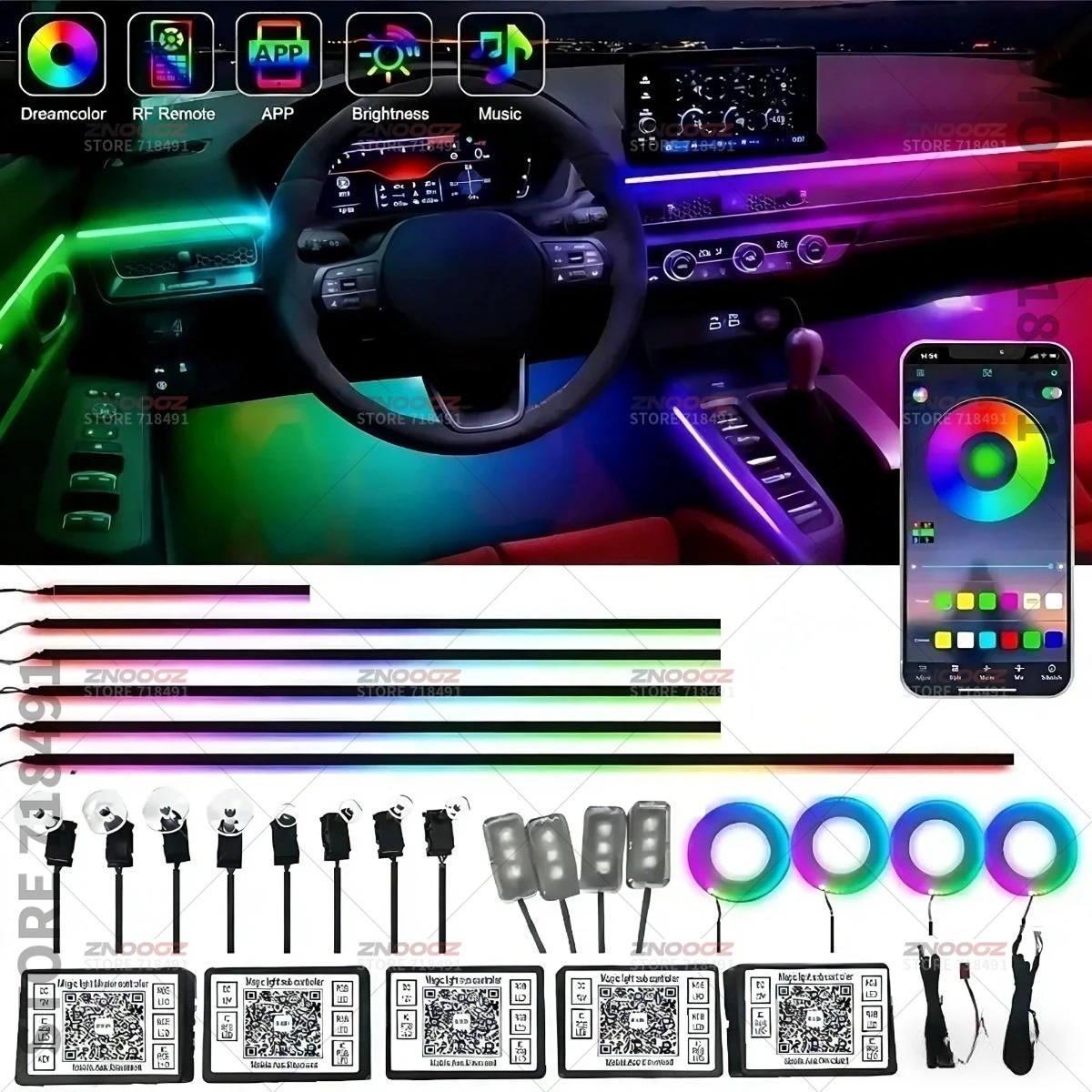 22in1 RGB Car Interior Acrylic - Lighting Decor Inc ulasan dan harga