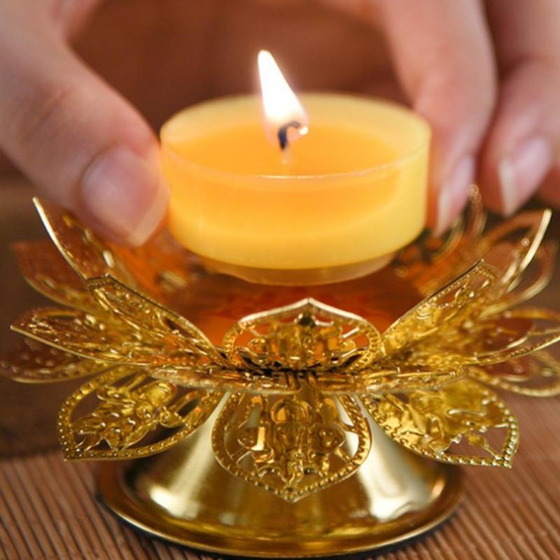 Tea Light Holder Gold Lotus De - Lighting Design Decor ulasan dan harga